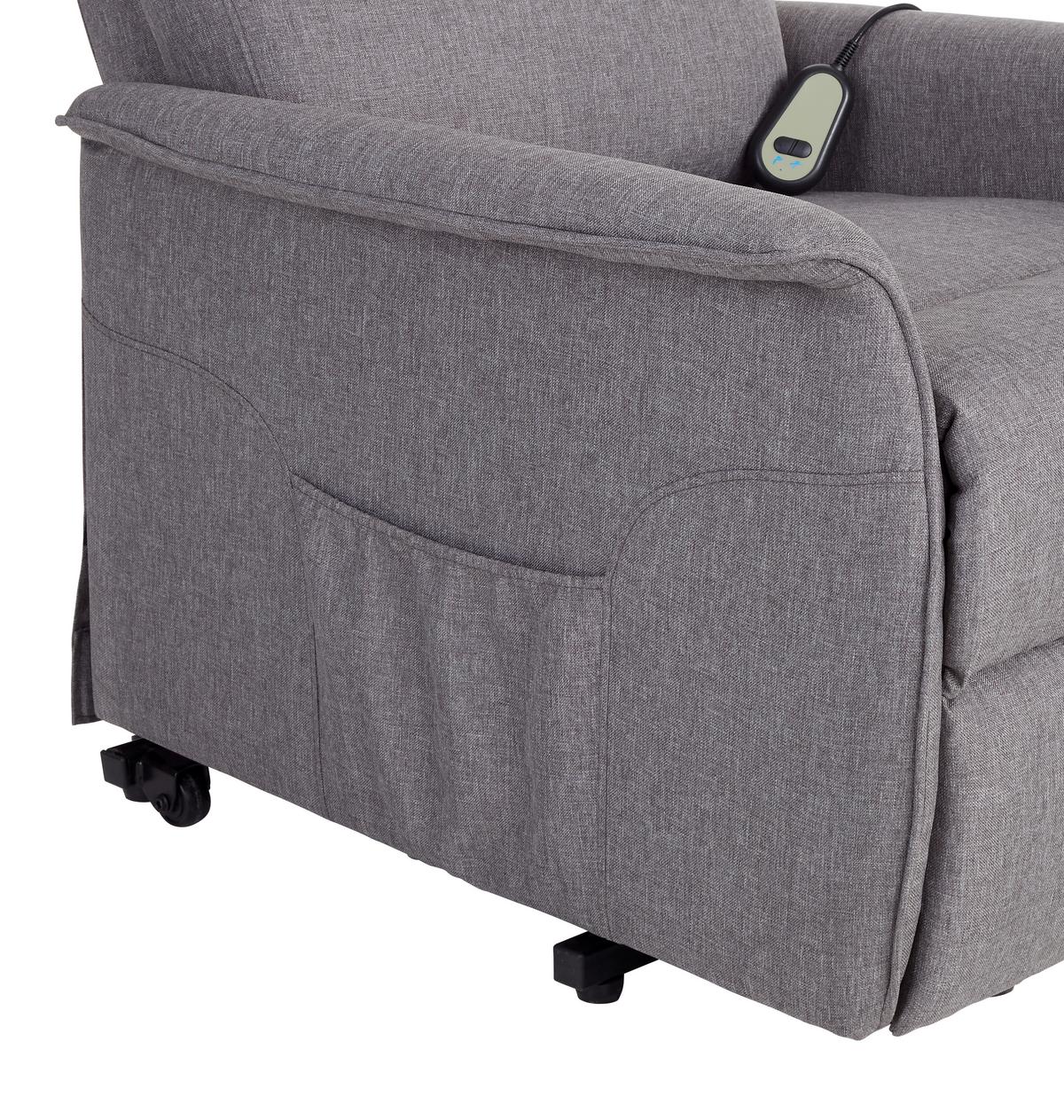 Fernsehsessel Elektrisch Graham Stoffbezug Grau - Grau, KONVENTIONELL, Textil/Metall (66/80-97/90-159,5cm) - Luca Bessoni