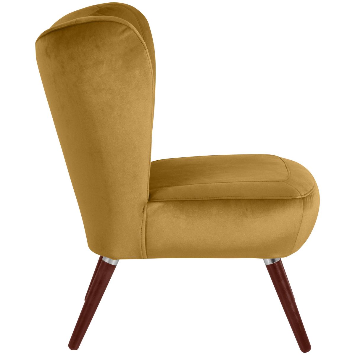 Polstersessel Sari Samt Gelb - Gelb/Nussbaumfarben, Design, Textil (70/86/69cm) - Max Winzer