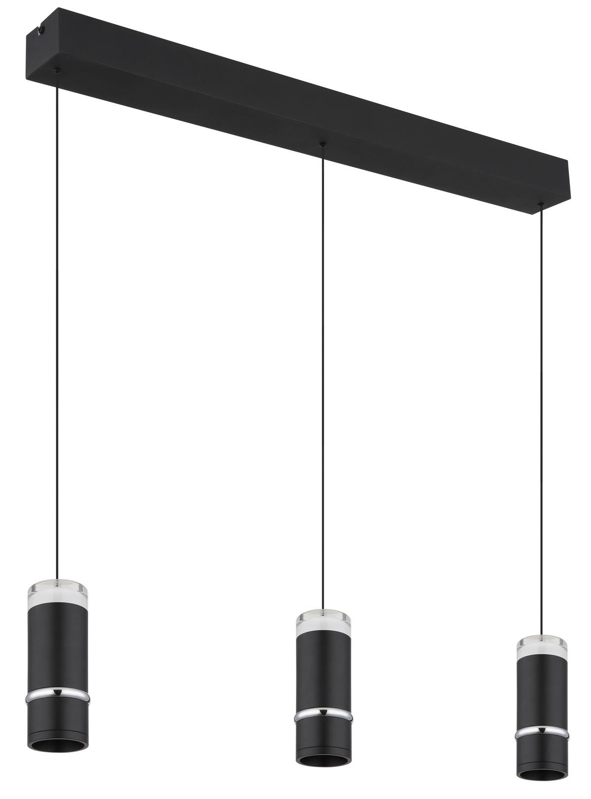 LED-Hängeleuchte Alvarado Schwarz L: 73 cm - Schwarz, Design, Kunststoff/Metall (73/6,5/180cm) - Globo