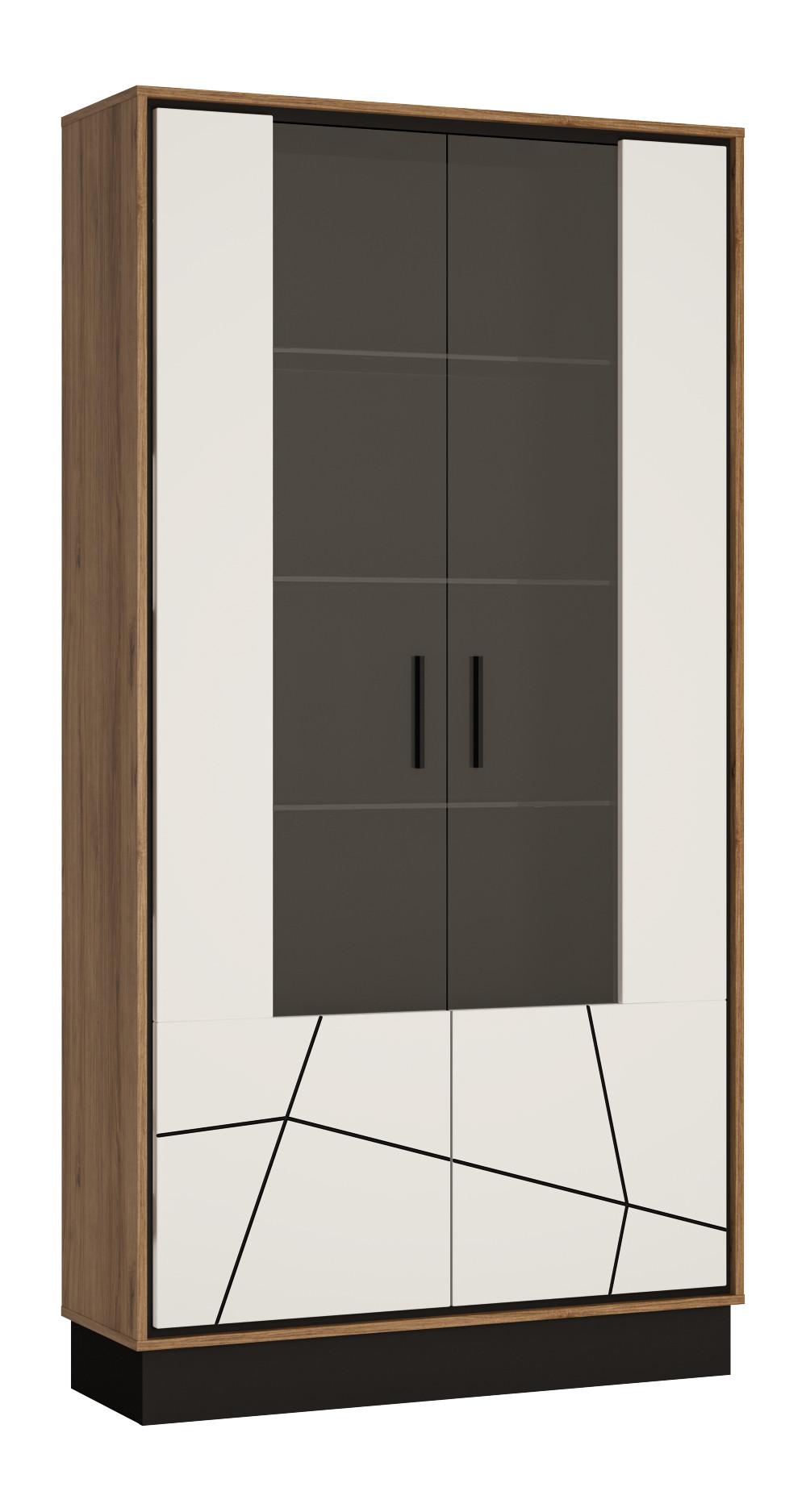 Vitrine Brolo Catania Eiche/perlschwarz B: - Eichefarben/Schwarz, MODERN, Glas/Holzwerkstoff (106,9/208,5/37cm)