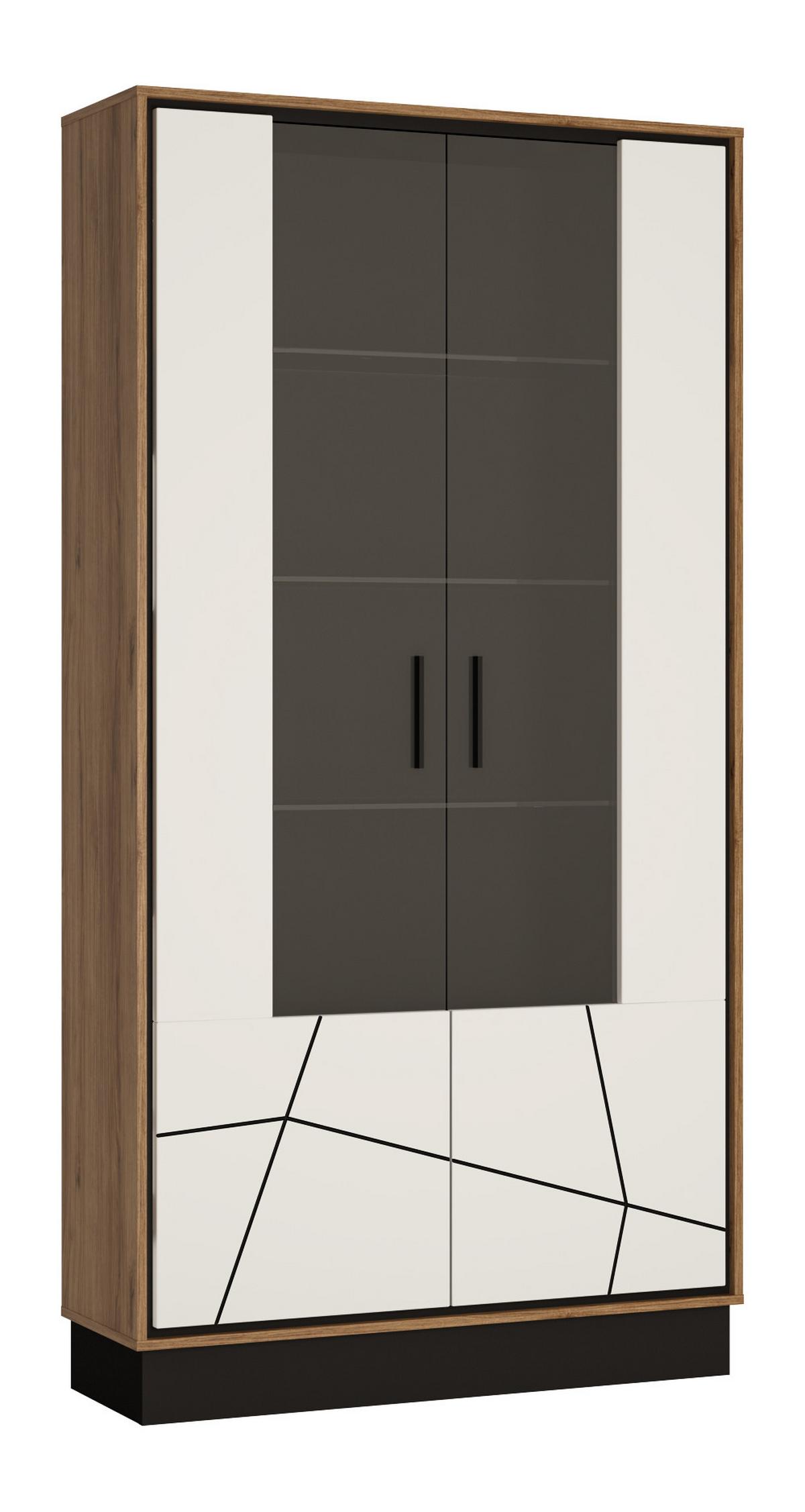 Vitrine Brolo Catania Eiche/Perlschwarz B: - Eichefarben/Schwarz, MODERN, Glas/Holzwerkstoff (106,9/208,5/37cm)