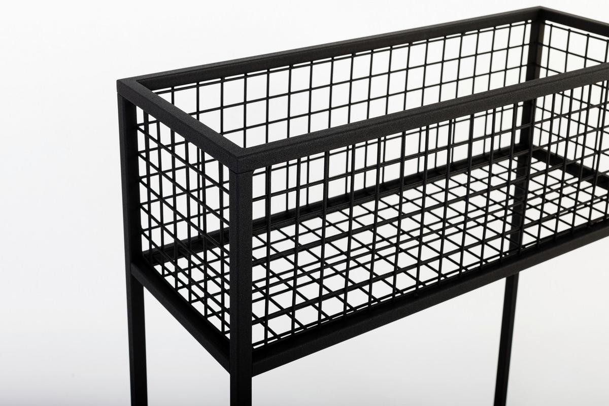 Blumenständer Aluminium Schwarz BxHxT: 60x75x23 Cn - Schwarz, Basics, Metall (60/75/23cm)