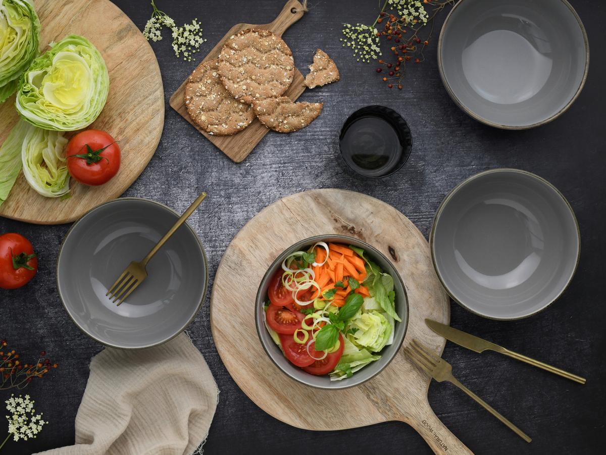 Schüsselset Nature Collection Stone, 4--Teilig., Grau - Grau, Design, Keramik - Creatable