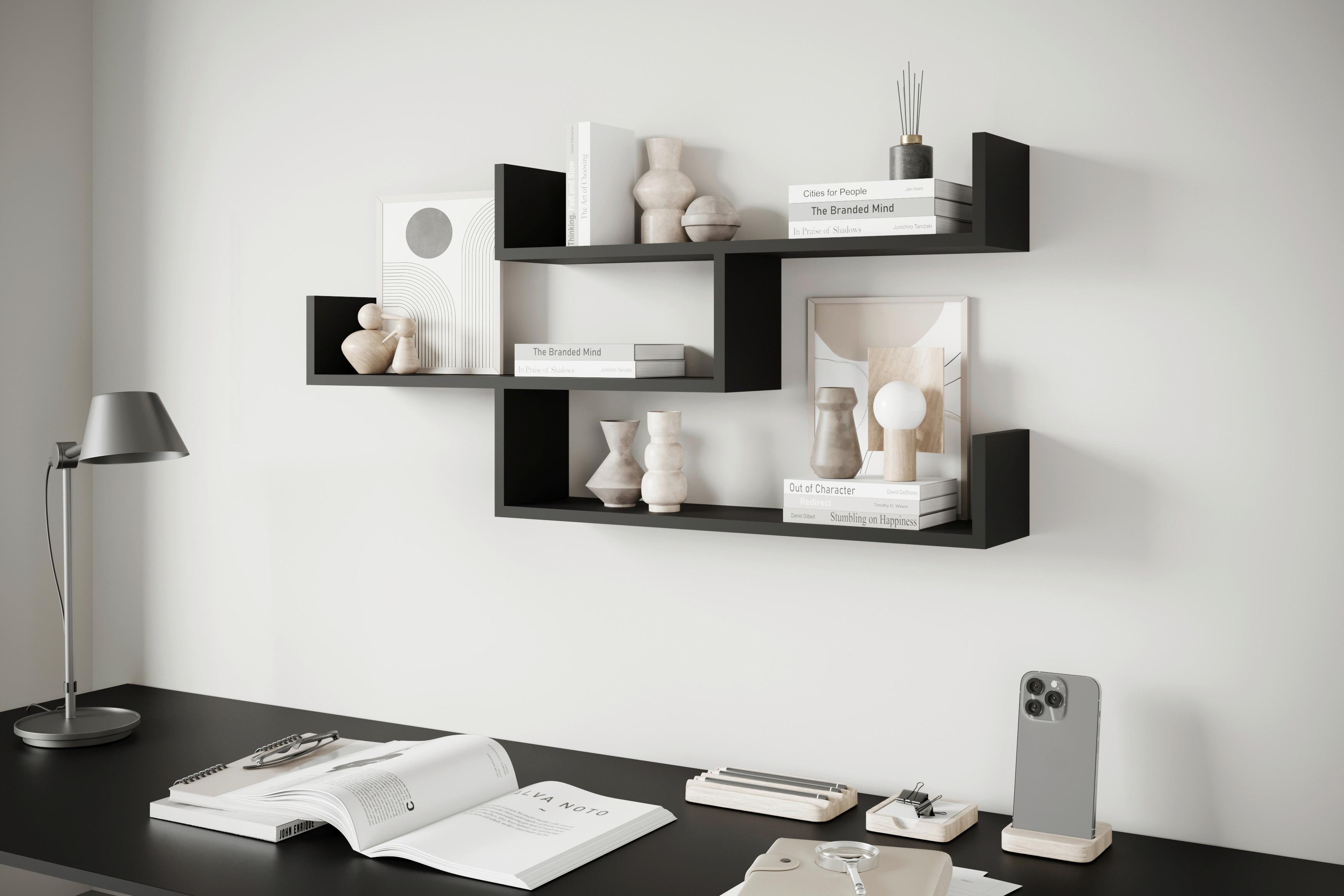 WANDREGAL Trio Schwarz B: 119,1cm - Schwarz, Basics, Holzwerkstoff (119,1/55/18cm) - MID.YOU