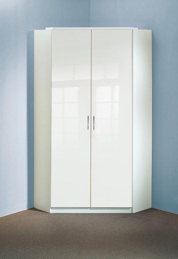 Rohová skriňa CLACK biela vysoký lesk - biela/biela s vysokým leskom, Basics, kompozitné drevo (95/198/95cm) - MID.YOU