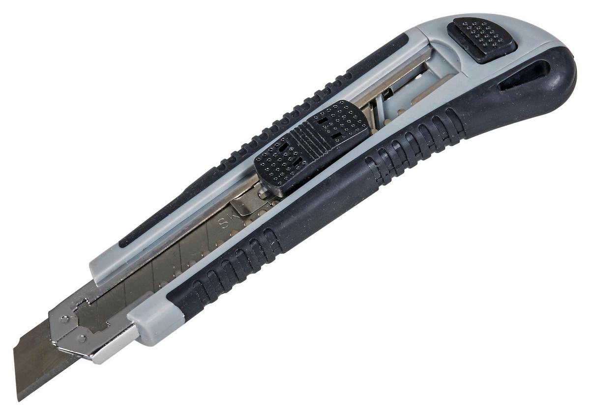 Cuttermesser 3 Ersatzklingen Abbrechklingen - Silberfarben/Schwarz, KONVENTIONELL, Metall (14cm)
