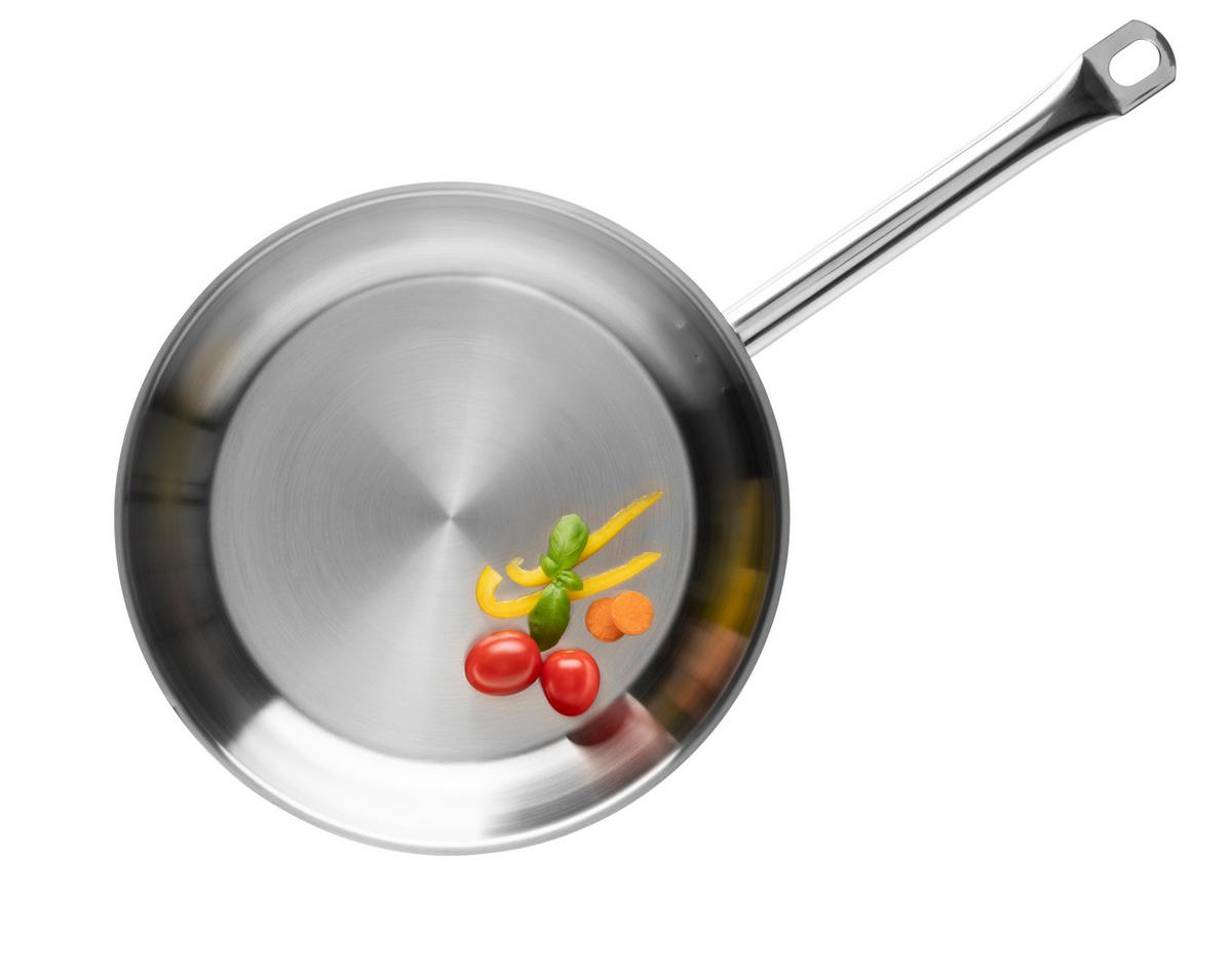 Bratpfanne Professional Edelstahl B: 25 Cm - Silberfarben, Basics, Metall (25/47,5/6,1cm) - Mäser