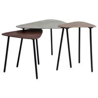 Beistelltischset Loft Triangle Vintage - Silberfarben/Schwarz, Trend, Metall (62/57/50cm) - Kare-Design