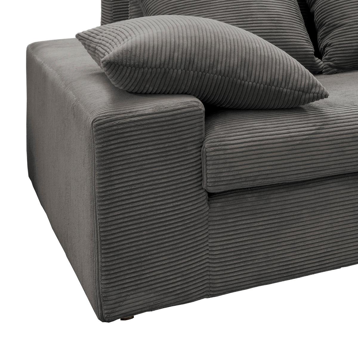 Ecksofa Avellino Grau S: 278/200 cm - Schwarz/Grau, MODERN, Textil (278/200cm) - Livetastic