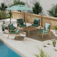 Loungegarnitur 5-Tlg. Birmingham Aus Akazie - Grau/Akaziefarben, MODERN, Holz/Kunststoff (90/43/70cm) - Beldano