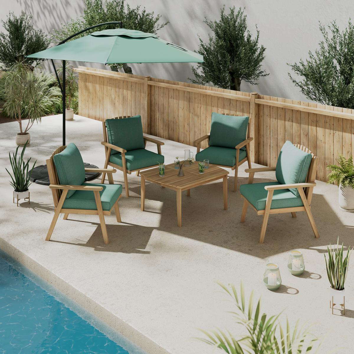 Loungegarnitur Birmingham - Grau/Akaziefarben, MODERN, Holz/Kunststoff (90/43/70cm) - Beldano