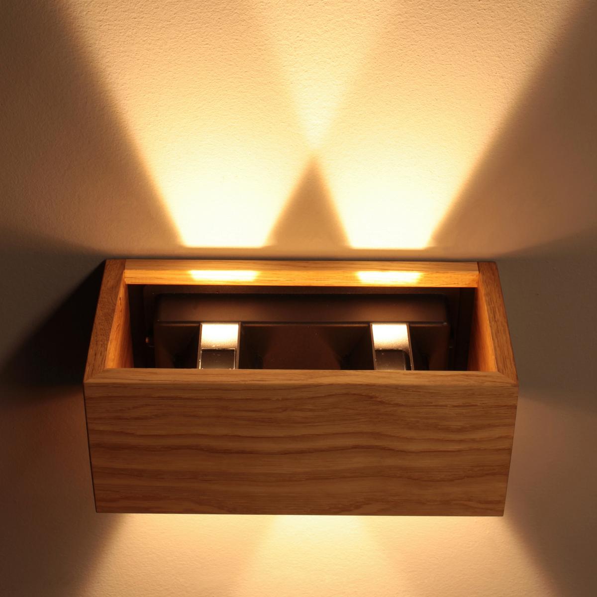 LED-Wandleuchte 30544 Shine-Wood - Schwarz, Natur, Holz/Metall (23/23/10cm) - Fischer & Honsel