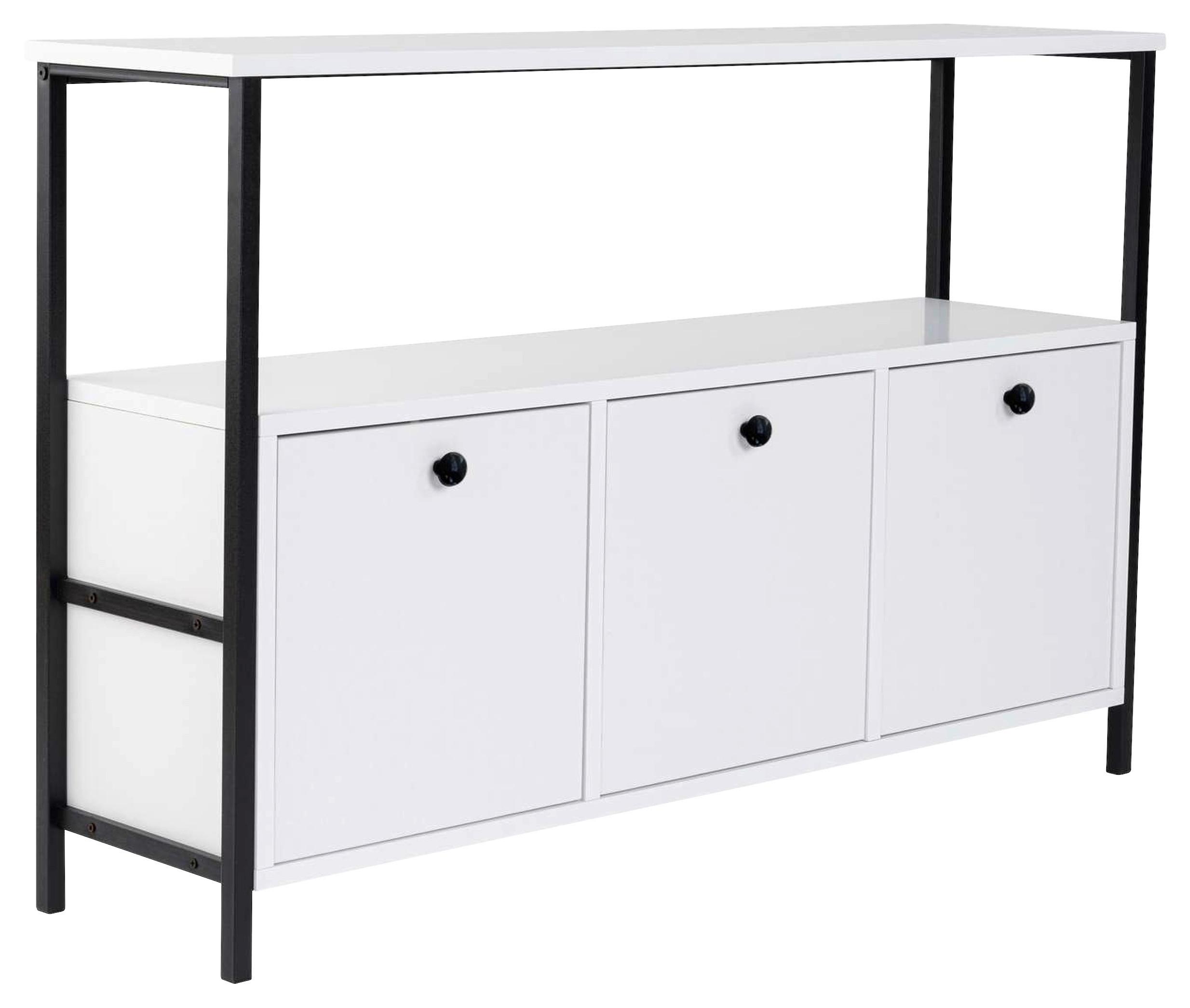 KOMMODE Schwarz/Weiß B: 120cm - Schwarz/Weiß, MODERN, Holzwerkstoff (120/77/30cm)