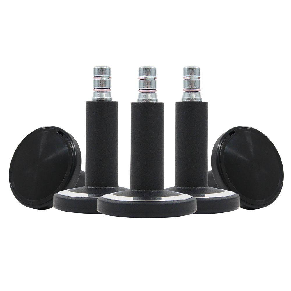 Bürostuhlgleiter Stato-m Schwarz Ø 6 Cm 5er-Set - Chromfarben/Schwarz, Basics, Kunststoff/Metall (6/6,9/6cm) - MID.YOU