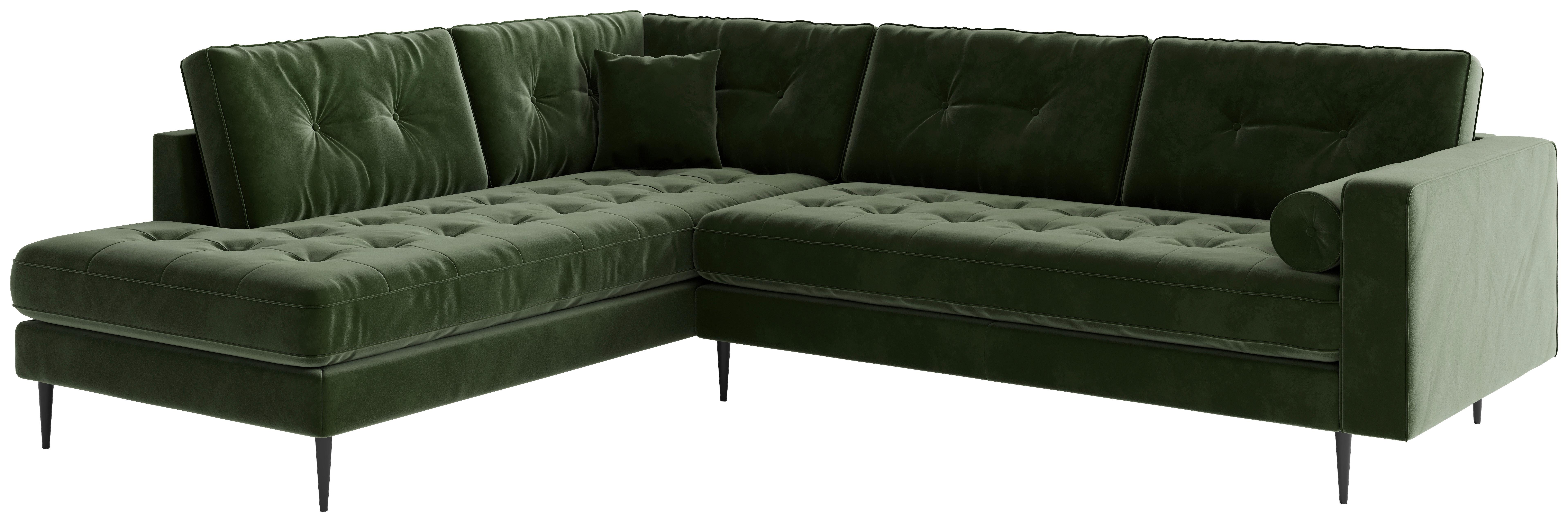 Ecksofa Scott - Edelstahlfarben/Olivgrün, Design, Textil (259/205cm) - Livetastic