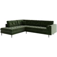 Ecksofa Scott - Edelstahlfarben/Olivgrün, Design, Textil (259/205cm) - Livetastic
