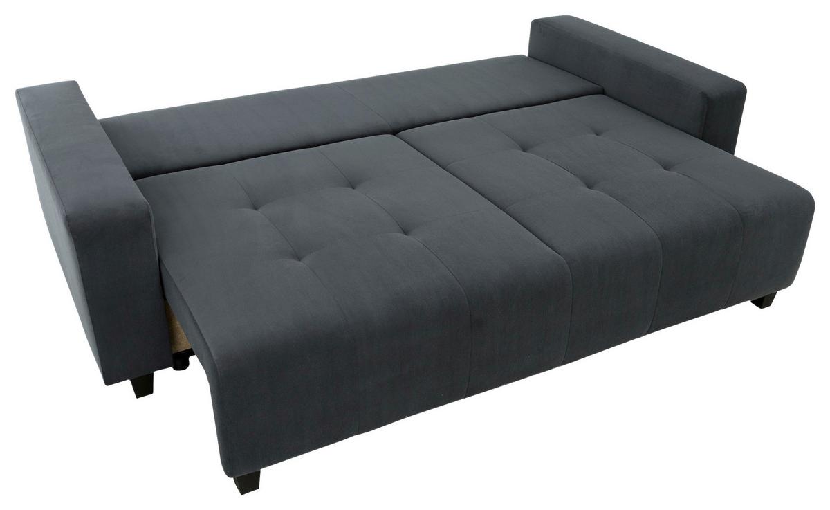 Ecksofa mit Bettfunktion Lily Velours anthrazit ,240x119cm - Anthrazit/Schwarz, Trend, Holz/Holzwerkstoff (240/119cm) - Luca Bessoni