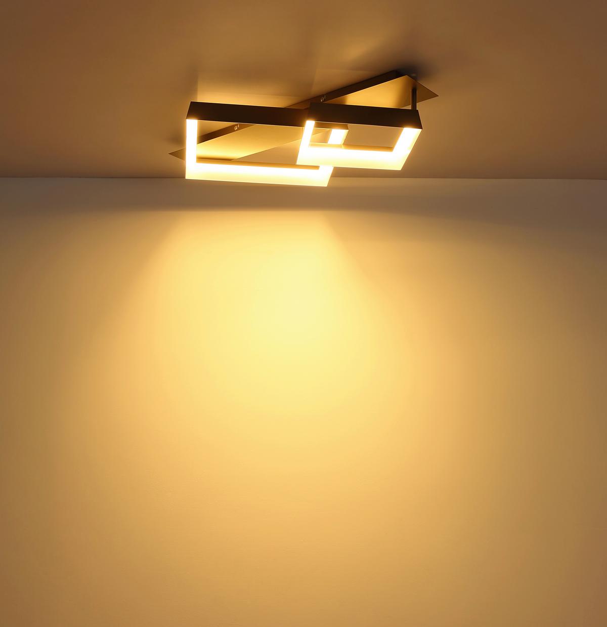 LED-Deckenleuchte 3000k, Warmweiß - Braun/Weiß, Design, Kunststoff/Metall (68,5/49,5/12cm) - Globo