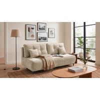 Schlafsofa Elisa Beige, Schlaffunktion - Beige/Schwarz, MODERN, Textil (215/96/106cm) - MID.YOU