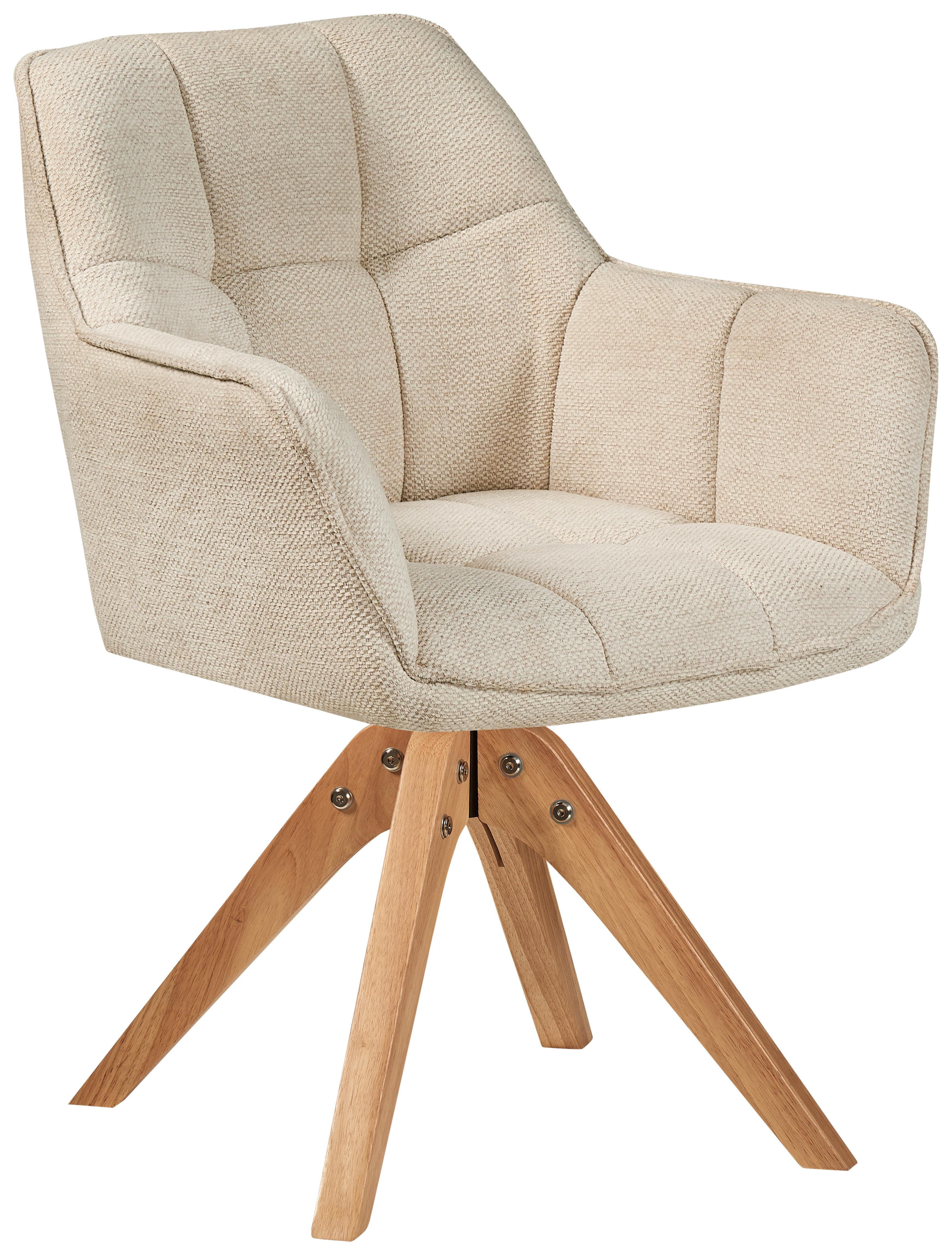 Židle s područkami béžová - světle hnědá/béžová, Moderní, dřevo/textil (63/84/61cm) - MID.YOU