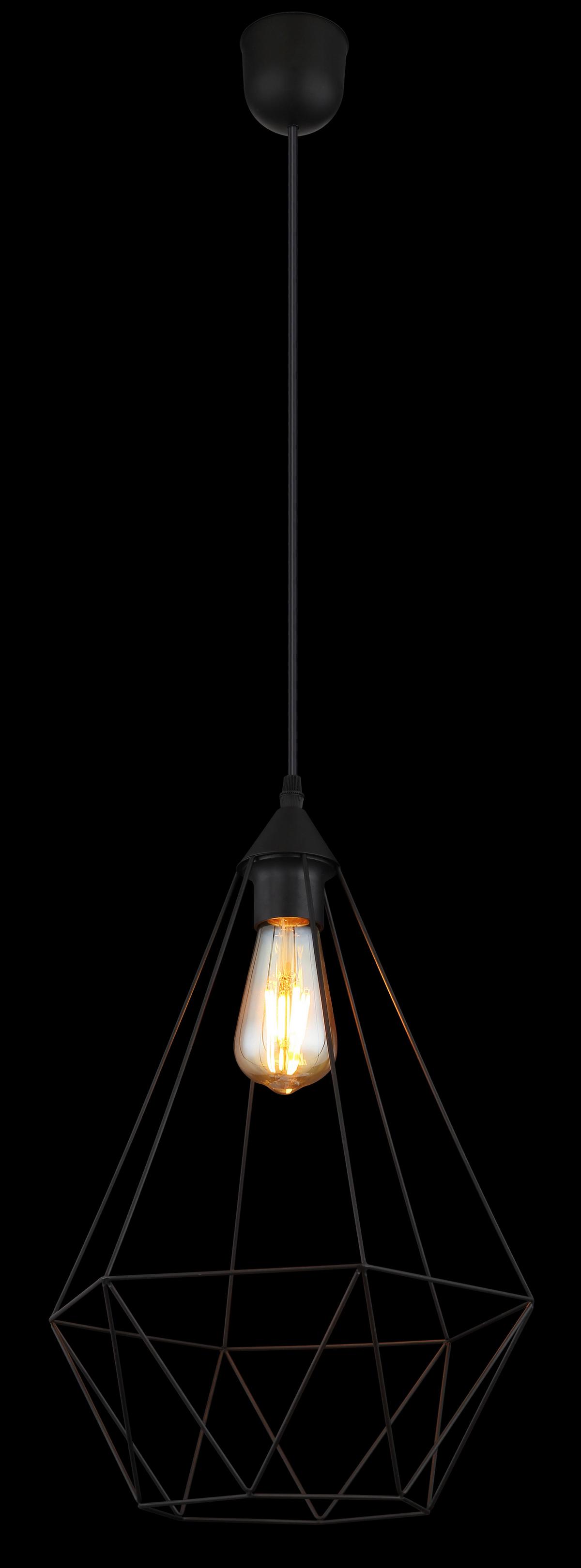 Hängeleuchte 15745h1 - Schwarz, Design, Textil/Metall (30/120cm) - Globo