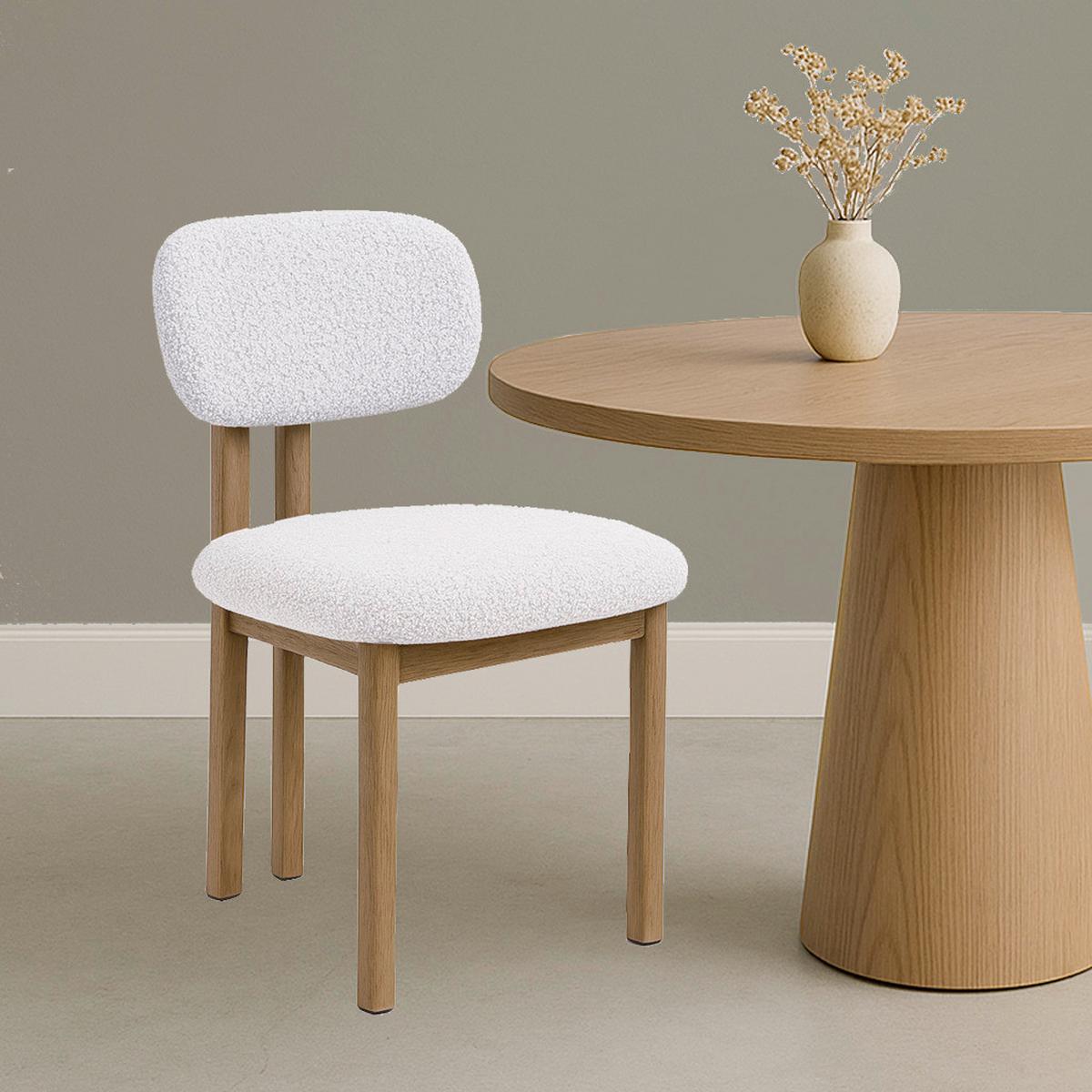STUHL-SET Miyo Elfenbein B: 50cm - Elfenbein/Eichefarben, MODERN, Textil/Metall (50/80/52cm) - Livetastic