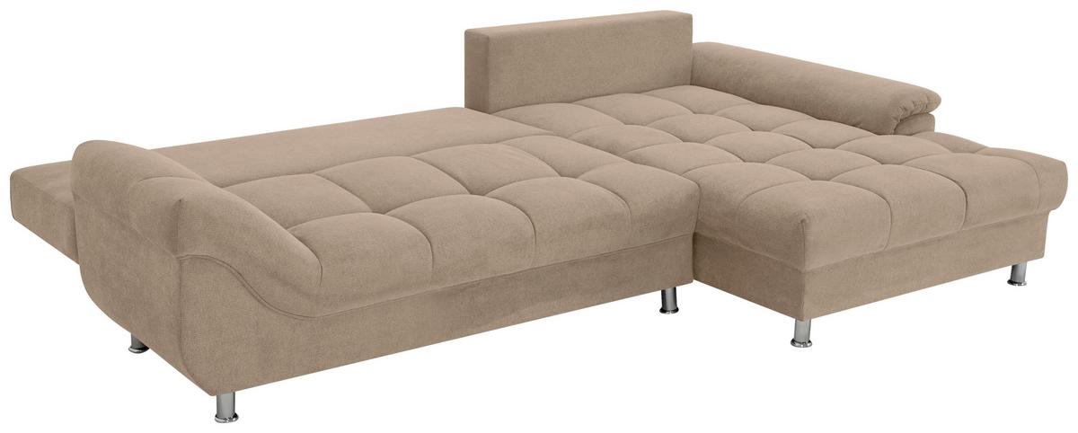 Rohová sedačka ERICE, pravá, šedohnědá - barvy chromu/šedohnědá, Design, textil/plast (312/198cm)