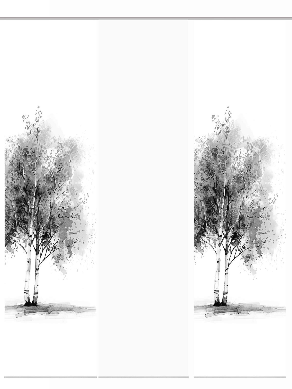 Flächenvorhang Tree 3er Set - Grau Hochglanz/Weiß, Natur, Textil (60/245cm)