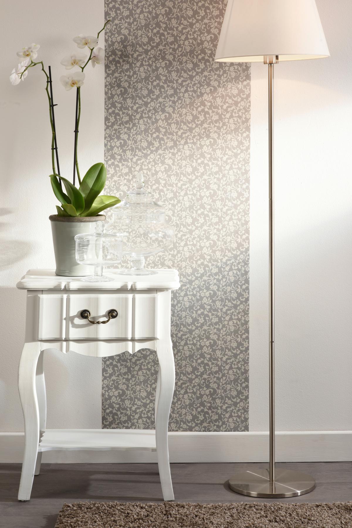 Klebefolie Floraldesign Grau/weiß Basic-Line 45x150 Cm - Weiß/Grau, KONVENTIONELL, Kunststoff (45/150cm)
