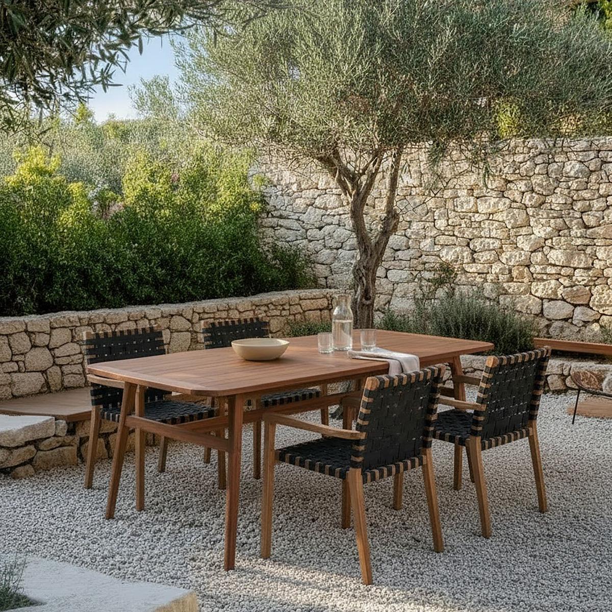 ZÁHRADNÝ STÔL NICOLA - farba vlašského orecha, Modern, drevo (160-200/100/76cm) - Bessagi Garden