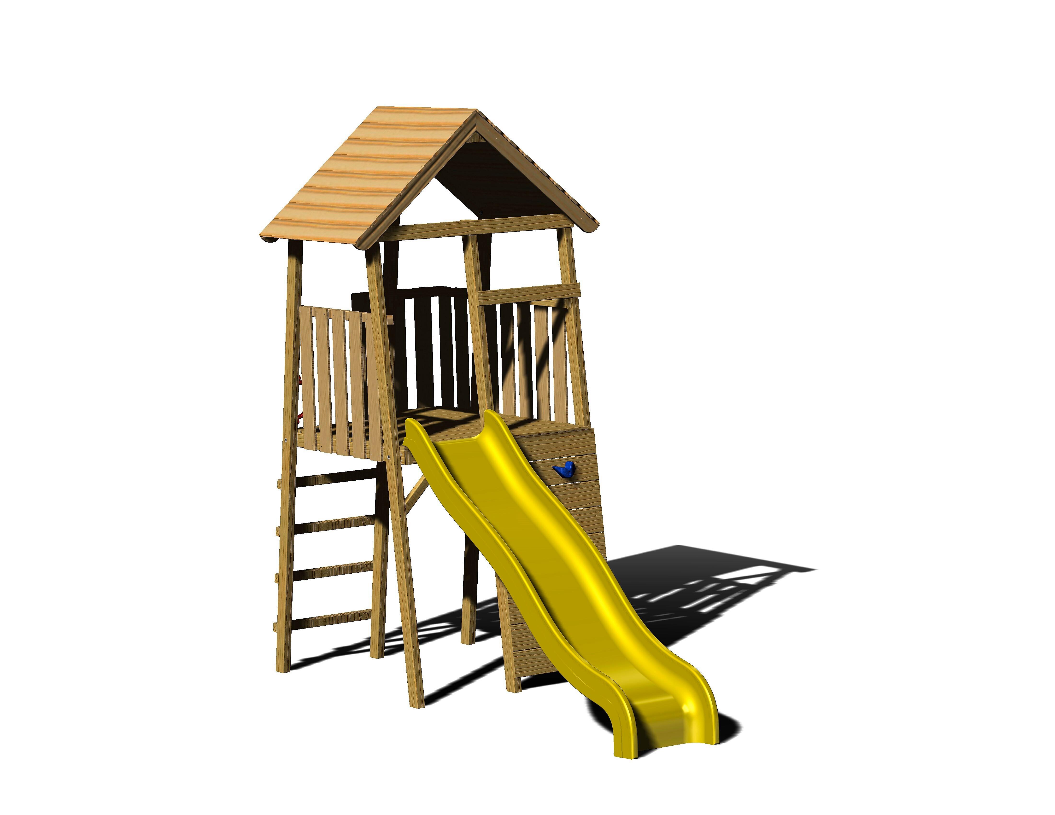 Spielturm Falke Gelb/naturfarben, B: 110 Cm - Gelb/Naturfarben, KONVENTIONELL, Holz (110/270/280cm)