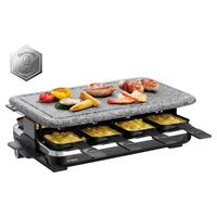 Raclette Hot Stone Mit Kunststein + 8 Grillpfännchen - Schwarz/Grau, Design, Kunststoff/Stein (45,5/27/15,5cm) - Trisa Electronics