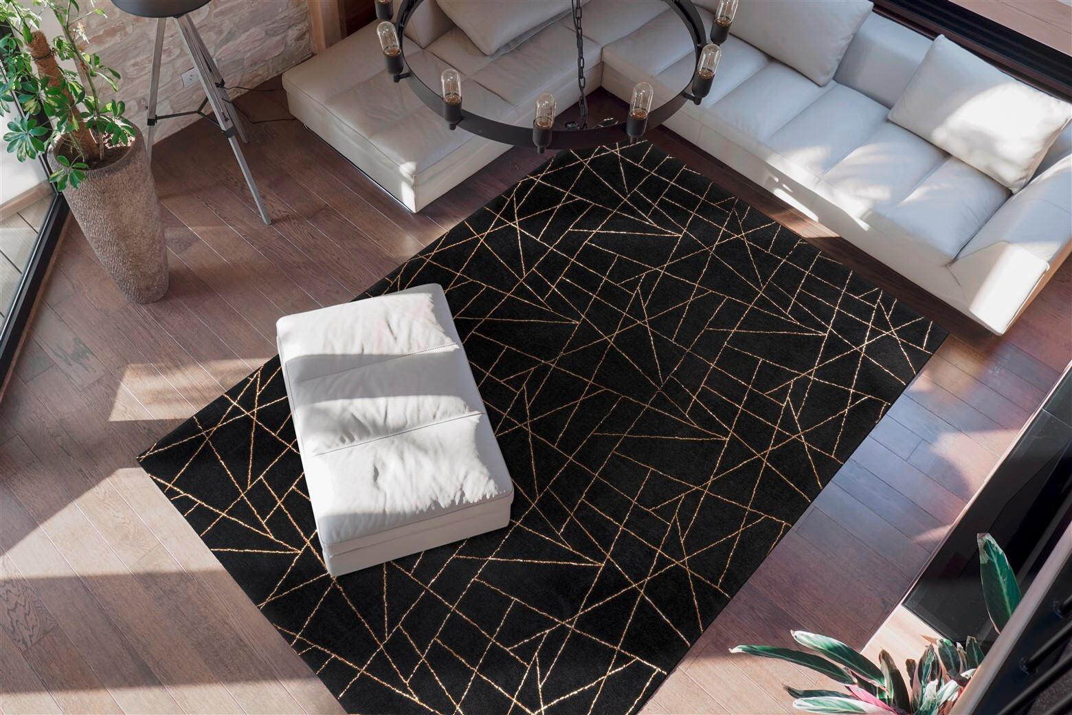 Teppich Bijou Schwarz/Goldfarben, 200x290 cm - Goldfarben/Schwarz, KONVENTIONELL, Textil (200/290cm)