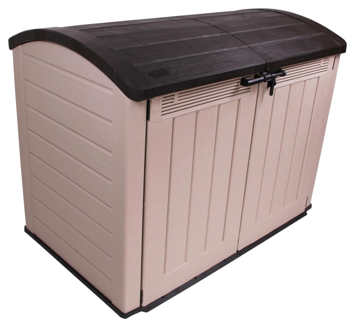 Mülltonnenbox für 2 Tonnen BxHxT 177x134x113 cm - Beige/Grau, Basics, Kunststoff (177/134/113cm)