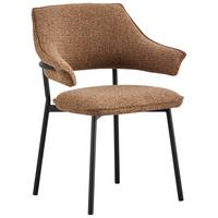 Armlehnstuhl Lina Webstoff braun gepolstert - Schwarz/Braun, MODERN, Textil/Metall (62/84cm) - MID.YOU