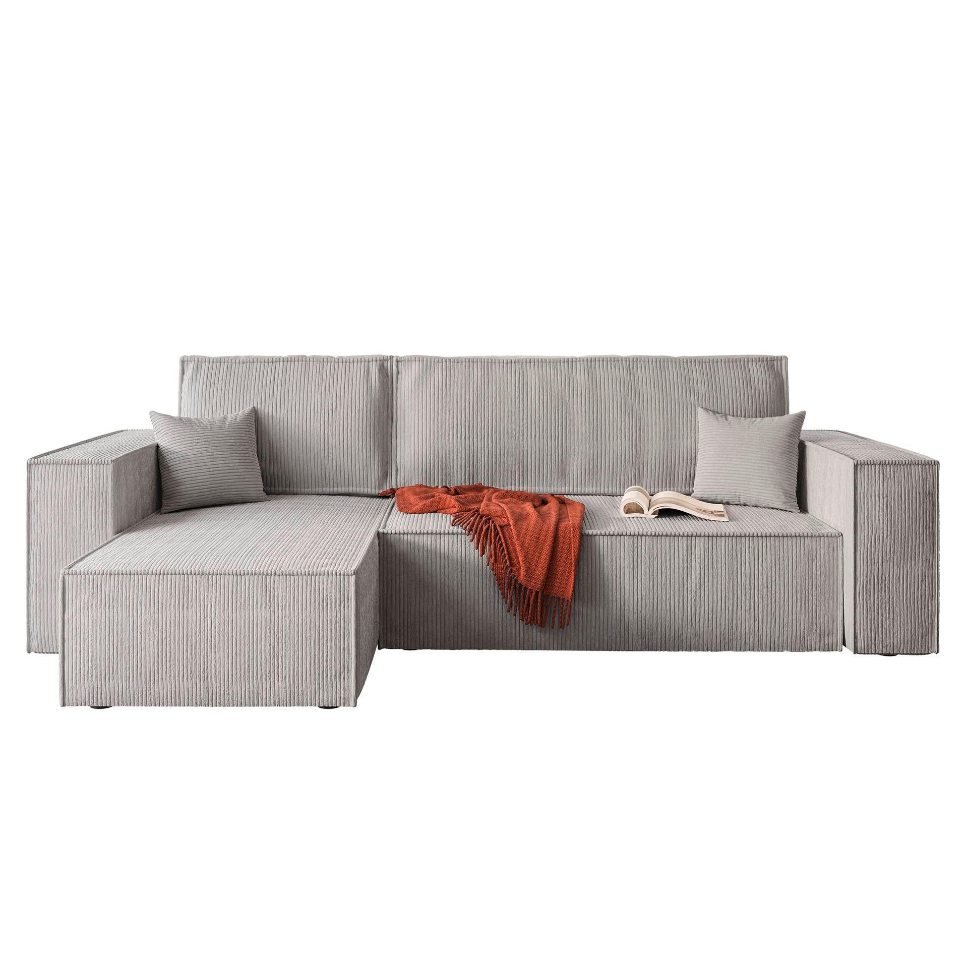 Ecksofa Carlos L - Hellgrau, Design, Textil (142/246cm) - P & B