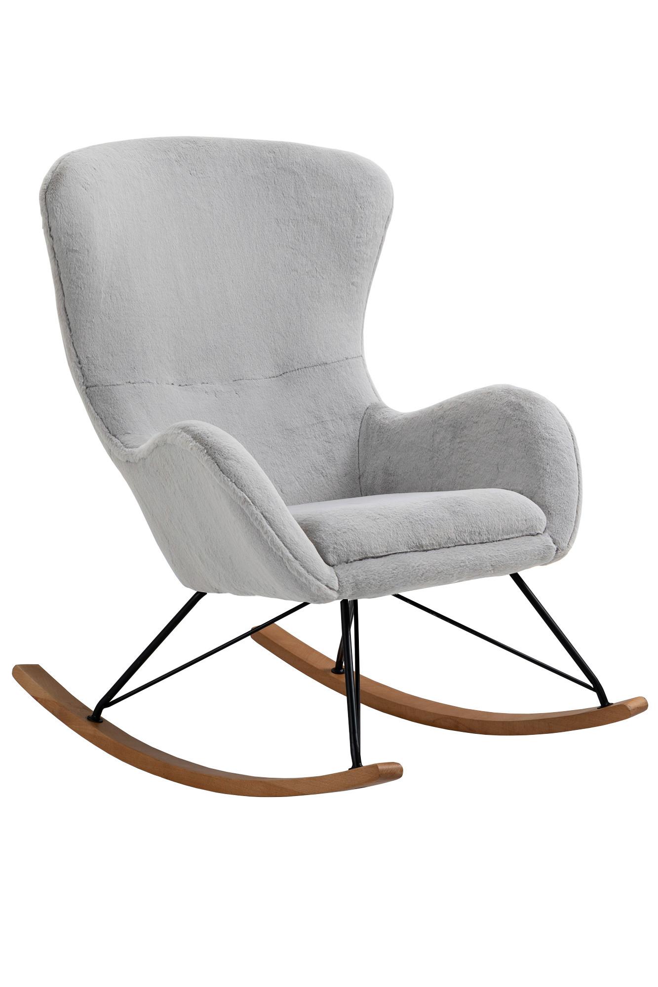 Schaukelstuhl Eiche Dekor, Hellgrau B: 70 Cm - Eichefarben/Hellgrau, MODERN, Textil/Metall (70/102/94cm) - Livetastic