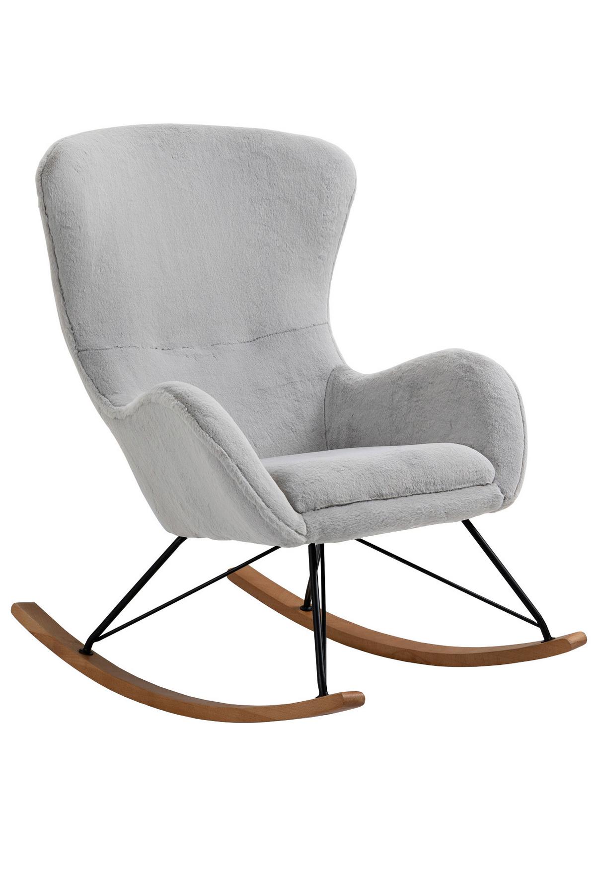 Schaukelstuhl Eiche Dekor, Hellgrau B: 70 Cm - Eichefarben/Hellgrau, MODERN, Textil/Metall (70/102/94cm) - Livetastic