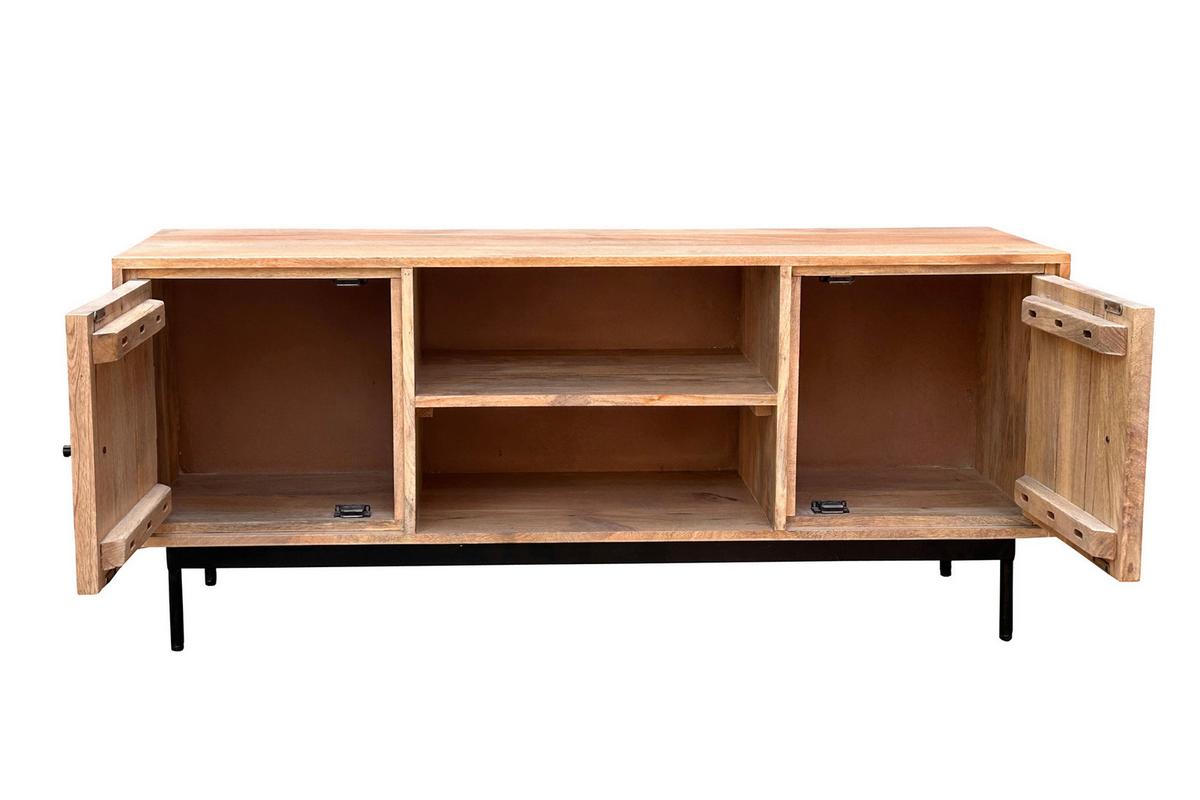 LOWBOARD Schwarz/Naturfarben B: 130cm - Schwarz/Naturfarben, Design, Holz/Metall (130/56/40cm) - MID.YOU