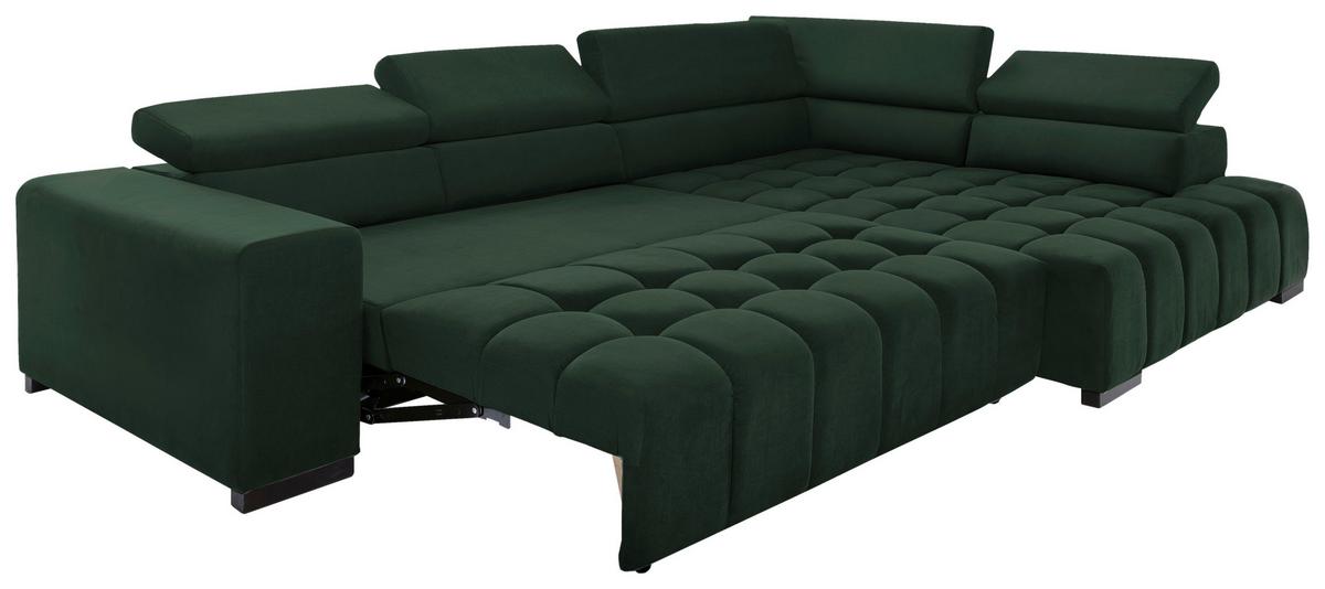 Eckschlafsofa Elias Neu Grün S: 307 cm - Schwarz/Grün, Design, Textil (307/201cm) - Livetastic