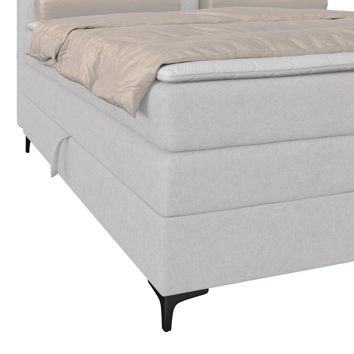 Boxspringbett MITTO Silberfarben 180x200 cm - Silberfarben/Schwarz, KONVENTIONELL, Textil/Metall (180/200cm)