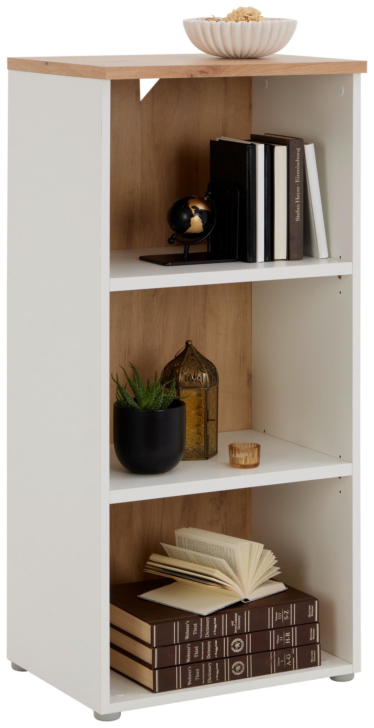 Aktenregal Kontor K4 Eiche Dekor Weiss B: 50 cm - Eichefarben/Weiß, MODERN, Holzwerkstoff (50/112/38cm)