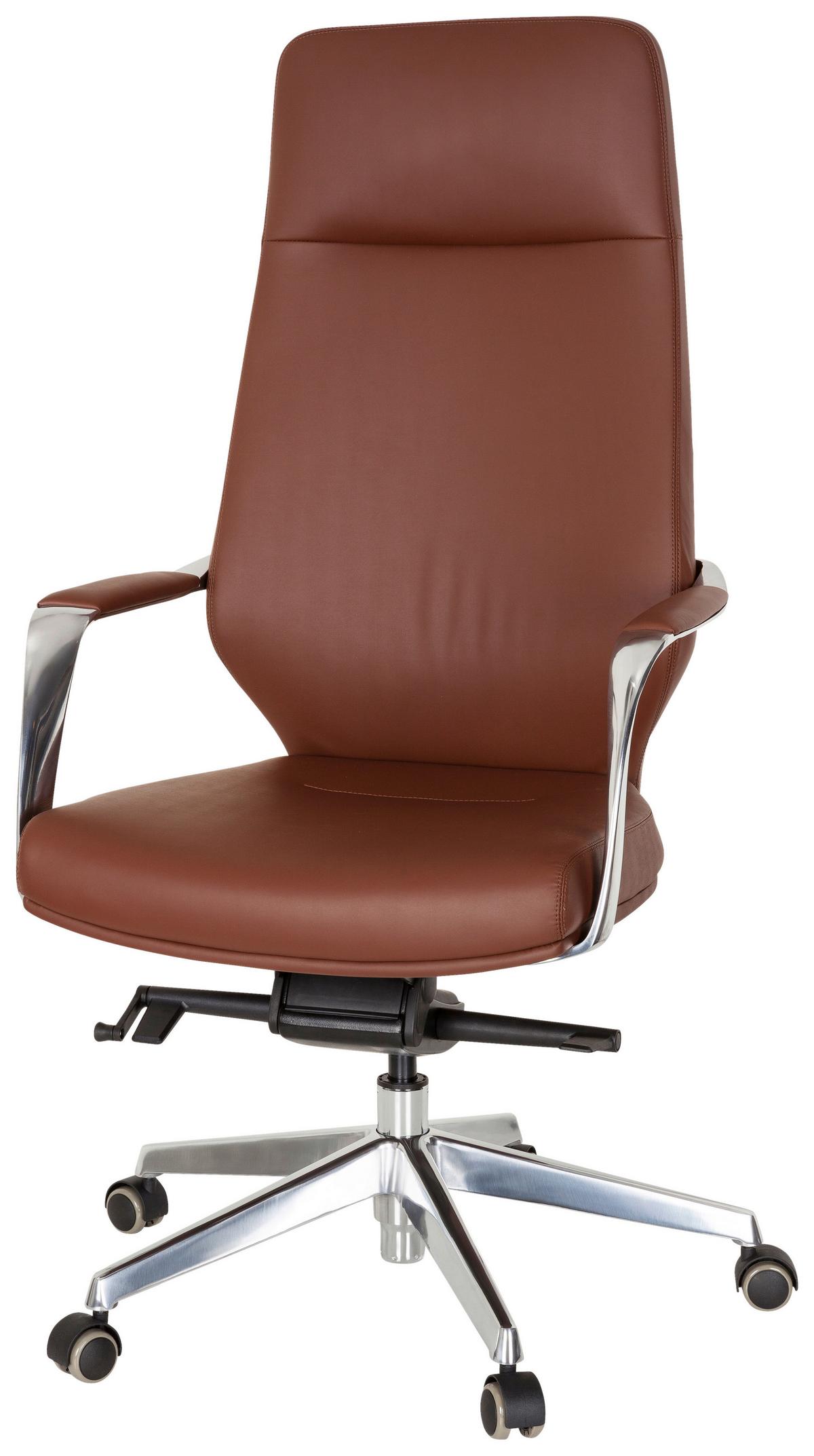 Chefsessel Velvet Braun Bis 120 Kg - Silberfarben/Braun, Basics, Kunststoff/Textil (63/133/65cm) - MID.YOU