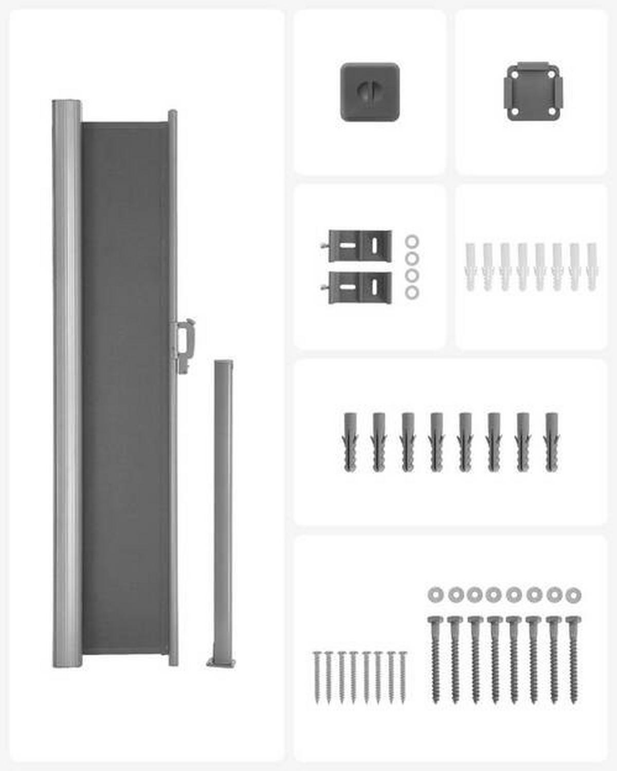 Seitenmarkise Grau Dunkelgrau BxH: 300x180 cm - Dunkelgrau/Grau, Basics, Textil/Metall (300/180cm) - Modante