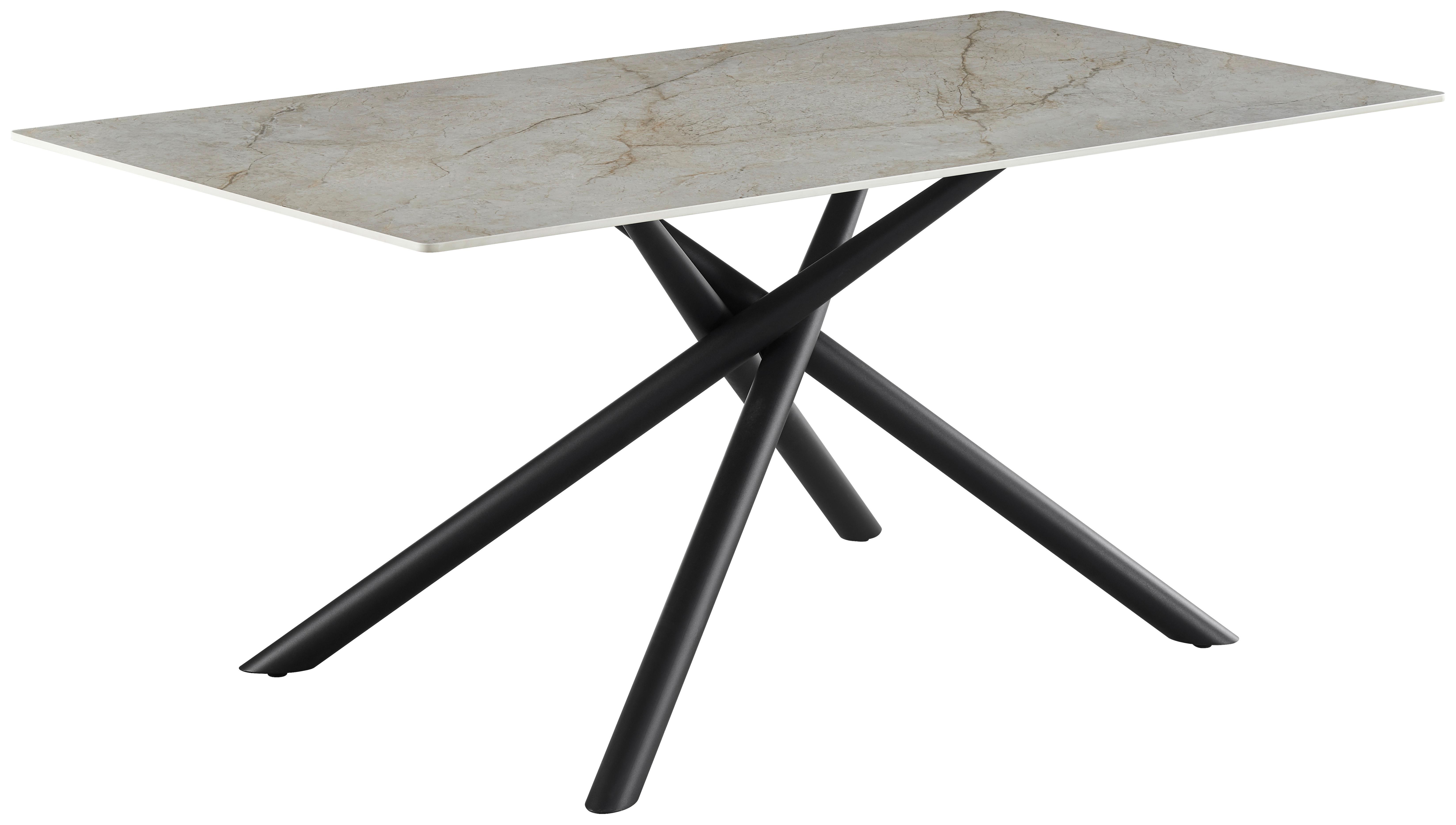 Esstisch Terence Keramikplatte, B: 180 Cm - Schwarz/Grau, MODERN, Keramik/Metall (180/76/90cm)