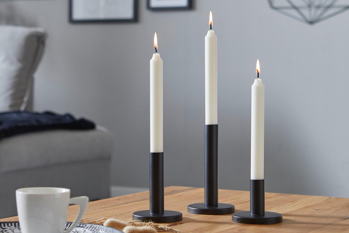 Gyertyatartó Szett Malko 3-Részes - fekete, Basics, fém