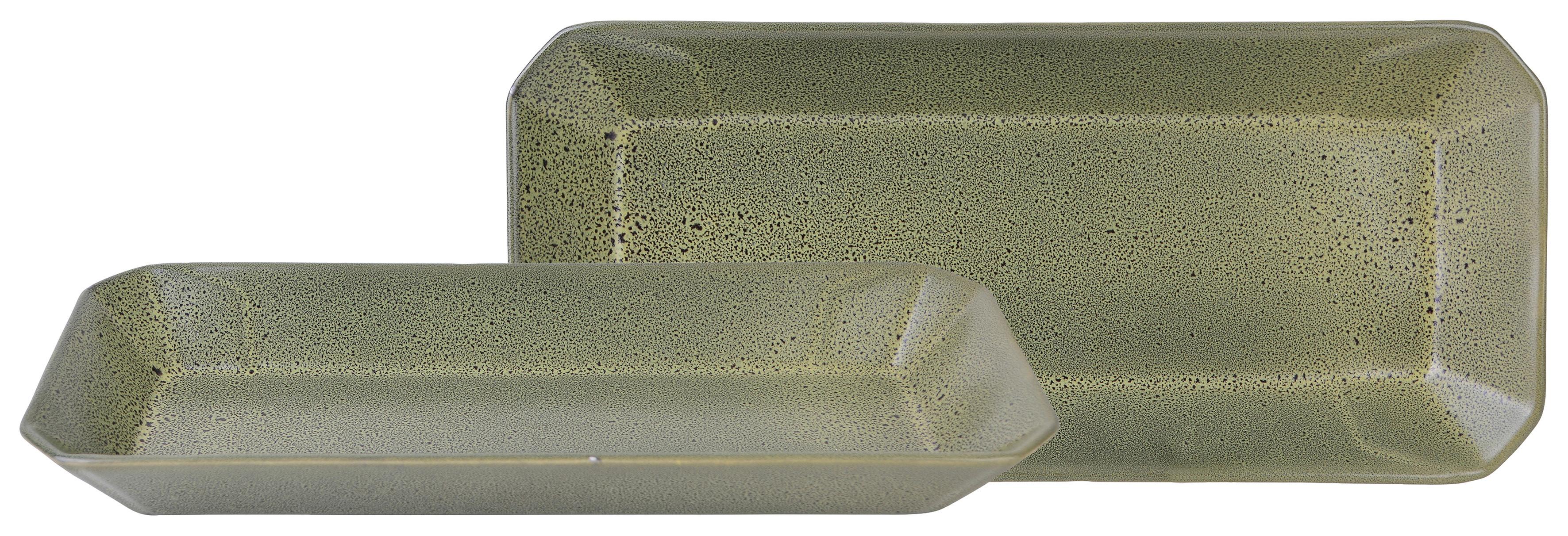 Servierschalenset Keramik Grün 2--Teilig. B/h: 30x13 Cm