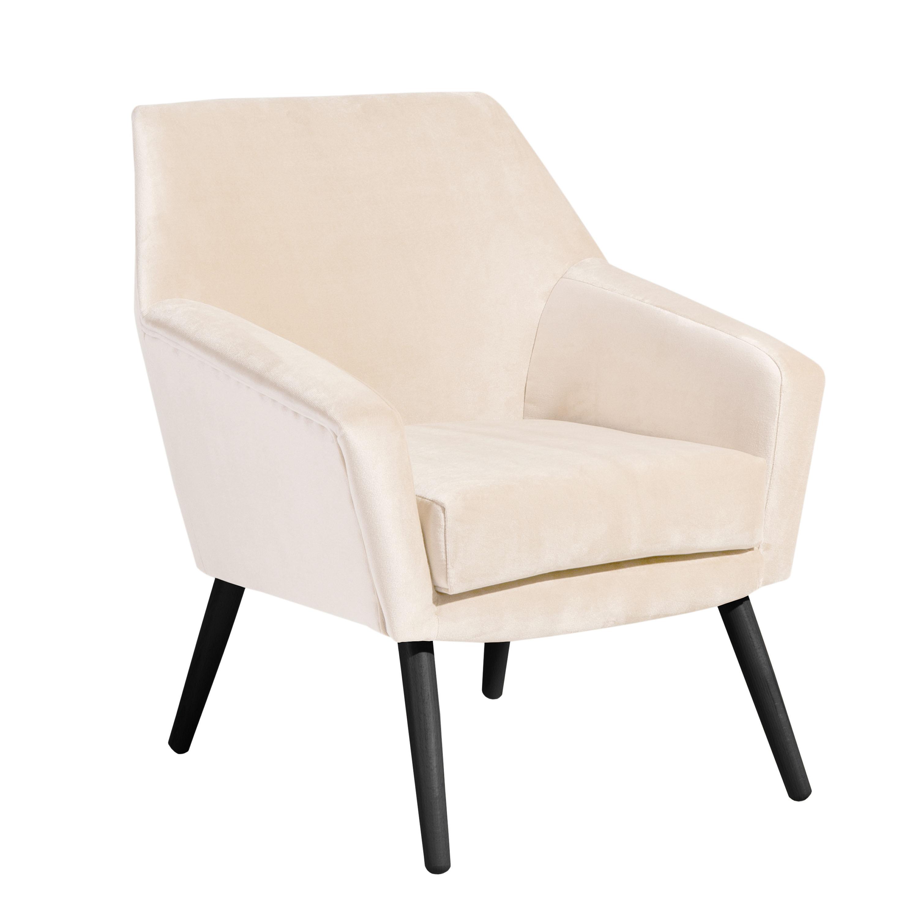 Polstersessel Mit Armlehnen Alegro Samt Creme - Creme/Schwarz, Design, Textil (67/81/71cm) - Max Winzer