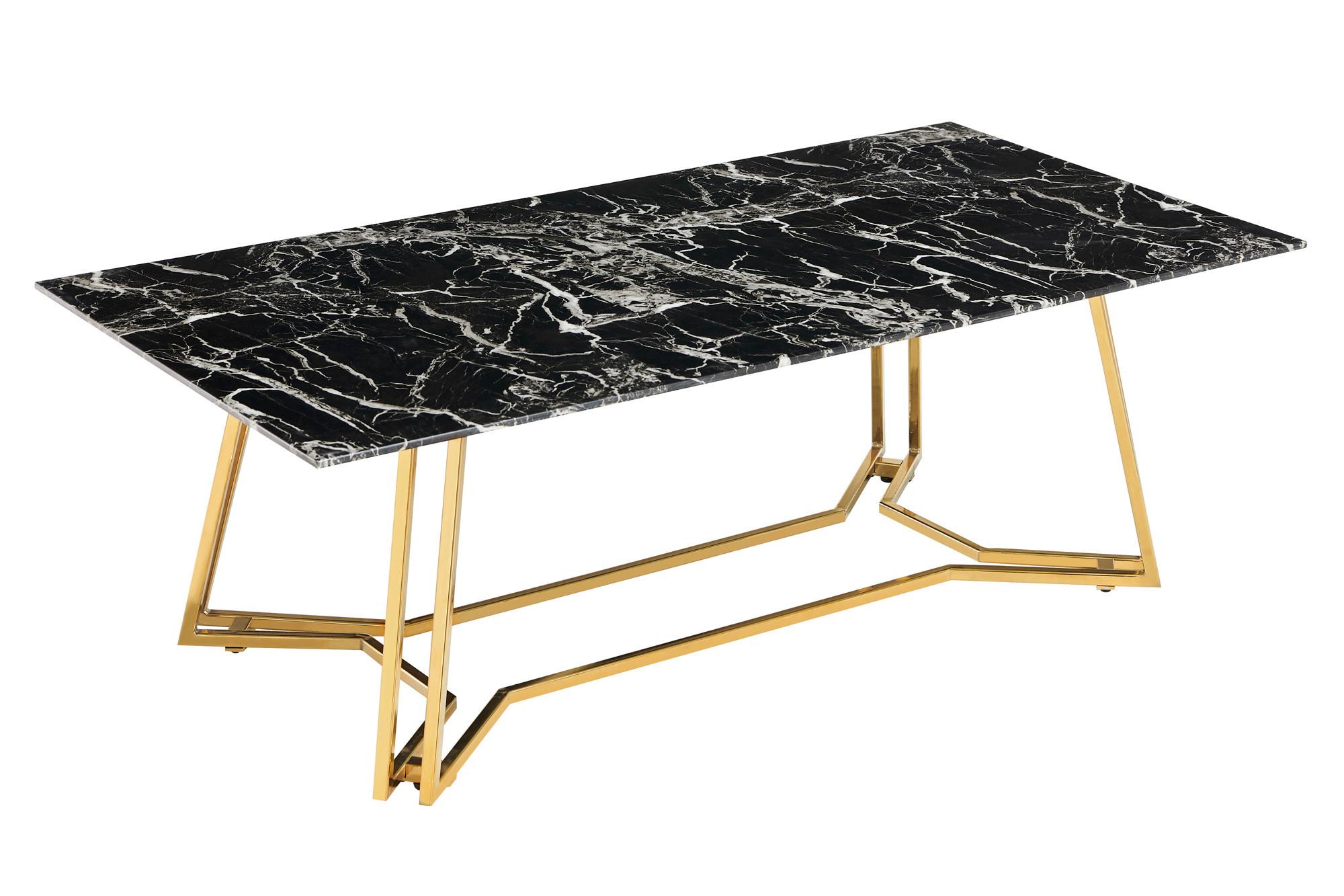Couchtisch Schwarz, Goldfarben L: 110 cm - Goldfarben/Schwarz, Design, Glas/Metall (110/60/40cm) - Livetastic