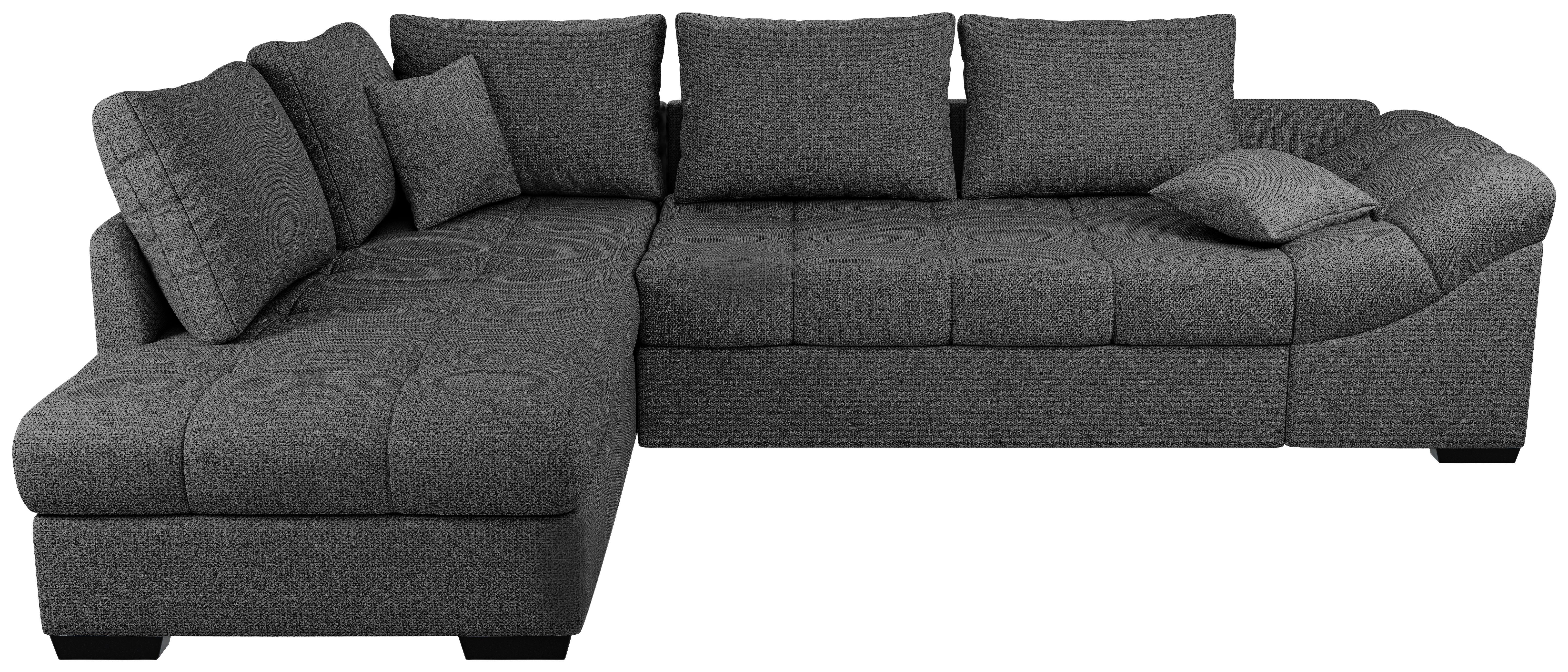 Eckschlafsofa Alvito Anthrazit S: 202x298 Cm - Anthrazit/Schwarz, MODERN, Textil (202/298cm) - MID.YOU